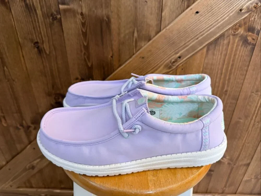 Hey Dude Wally Boardshort Men’s Size 10 Lilac Purple Slip-On Loafers NWT